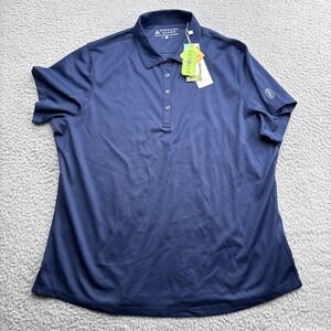 Bermuda Sands Charlee Polo Golf Shirt Womens XL S/S Blue Tennis Pickleball